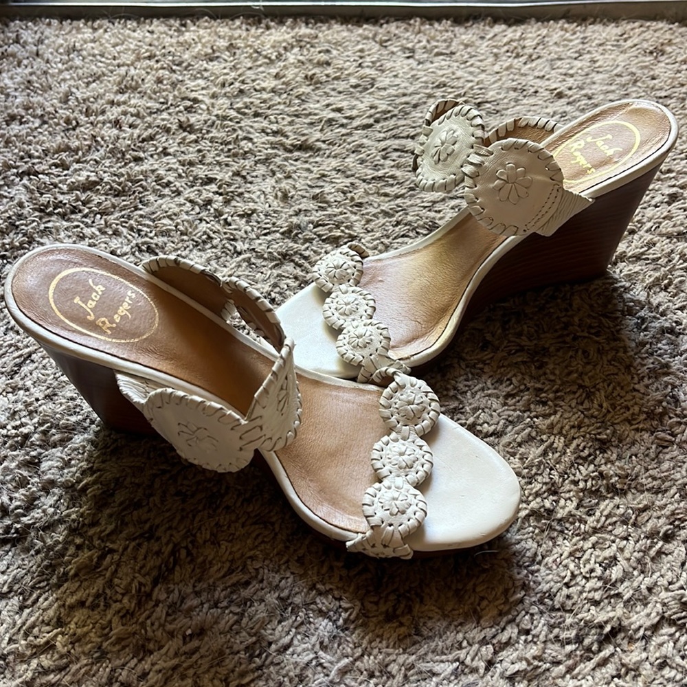 Jack Rogers White Wedges Size 7